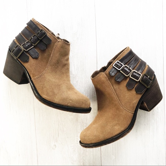 Crown Vintage Shoes - Crown Vintage Joie Suede Strap Ankle Bootie SZ 7